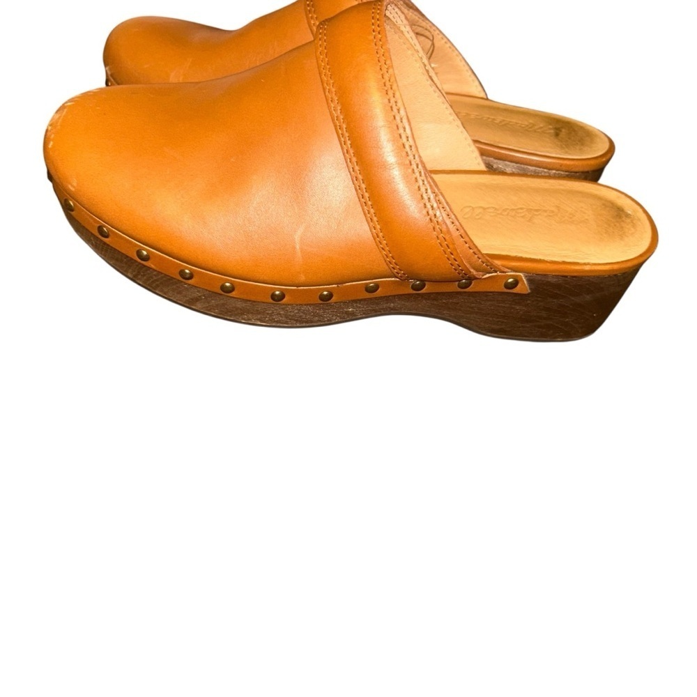 Madewell Cecily Clog Oiled Leather mules tan english saddle size 7 boho slip on